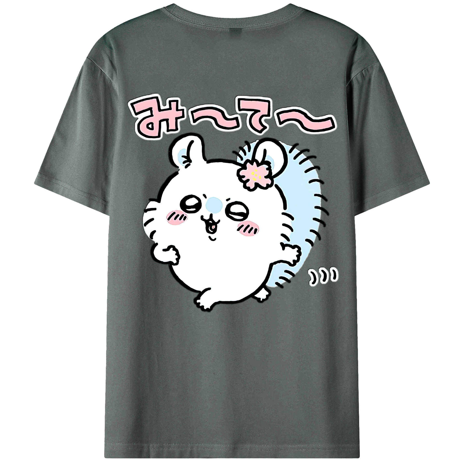 （画像用） ちいかわ モモンガ Chii-kawa Momonga 綿100％ メンズ半袖Tシャツ（バックプリント） 通気性